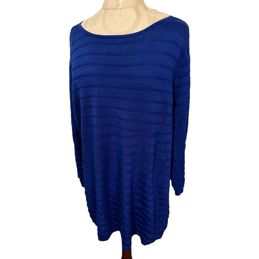 Dana Buchman Sheer Striped 3/4 Sleeve Tunic Sweater XL